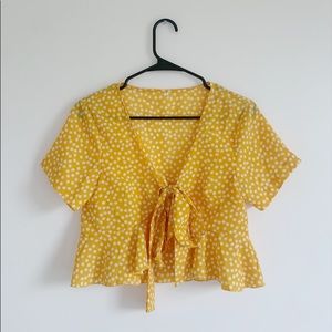 Ditsy floral print tie front top